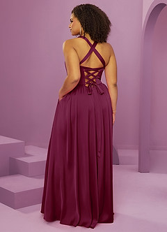 Barbie ♥ Azazie Bridesmaid Dresses Mulberry A-Line with Pockets Stretch Satin Dress image14
