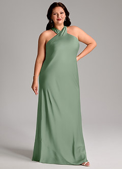 Azazie Doretta Bridesmaid Dresses Matcha Mermaid Pleated Stretch Satin Dress image9