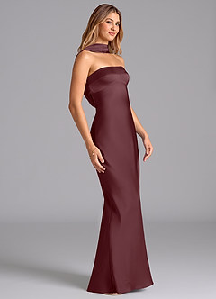 Azazie Lusinda Bridesmaid Dresses Sangria Mermaid Strapless Stretch Satin Dress image6