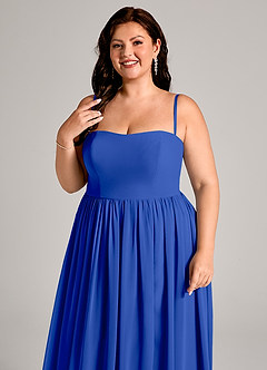 Azazie Calianna Bridesmaid Dresses Royal Blue A-Line Off the Shoulder Chiffon Convertible Dress image11
