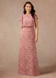 Azazie Lehi vestidos de madre de la novia Vestido de Rosetón de Devorado Floral de Corte En A con Cuello de barco image1