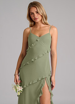 Azazie Nancie Bridesmaid Dresses Pistachio Mermaid Ruched Chiffon Dress image7