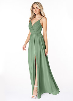 Azazie Gracie Bridesmaid Dresses Matcha A-Line Pleated Chiffon Dress image4