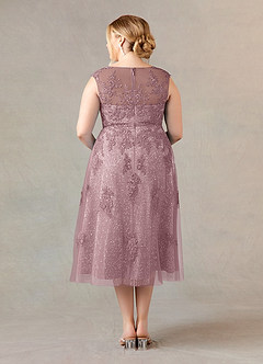 Azazie Flynn Mother of the Bride Dresses Dusty Rose A-Line Boatneck Lace Tulle Dress image7