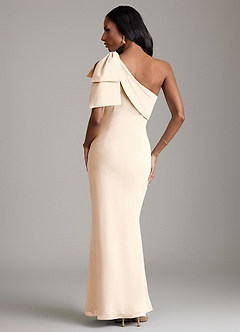 Azazie Yuanna Bridesmaid Dresses White Alabaster Mermaid One Shoulder Chiffon Dress image6