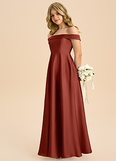 Azazie Sissy Junior Klä av A-Line i Stretch Satin Av axeln image6