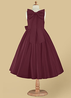 Azazie Bo Peep vestidos de niña de las flores Vestido de Cabernet de Satin Mate de Acampanado con Lazo image8