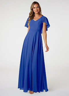 Azazie Jamie Bridesmaid Dresses Royal Blue A-Line Chiffon Dress image1