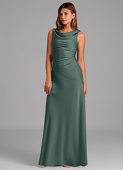 Azazie Nerine Klänningar att prova hemma Klä av A-Linje i Stretch Satin Plisserad Svart image1