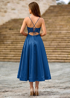 Cemtine Blu Reale Pizzo, paillettes, ricamo, raso, invitato al matrimonio image2