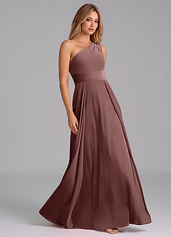 Azazie Dallas Bridesmaid Dresses Espresso A-Line One Shoulder Velvet Dress image5