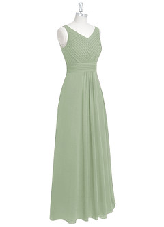 Azazie Pierrette Bridesmaid Dresses Dusty Sage A-Line Pleated Chiffon Dress image9