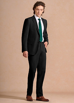 front Carter Sort Jakkesæt i bomulds- og hørblanding