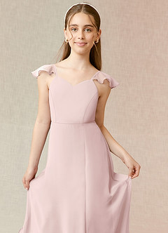 Azazie Everett Junior Blushing Pink A-Line Chiffon Dress image5