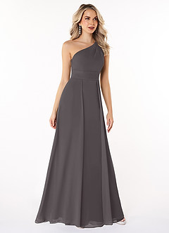 Azazie Dallas Bridesmaid Dresses Steel Grey A-Line One Shoulder Chiffon Dress image3