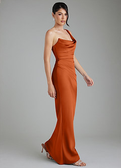 Azazie Sabrina Bridesmaid Dresses Burnt Orange Mermaid Corset Stretch Satin Dress image9
