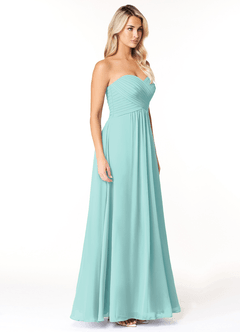 Azazie Yazmin Bridesmaid Dresses Aqua A-Line Sweetheart Neckline Chiffon Convertible Dress image5