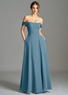 Azazie Oasis Bridesmaid Dresses Bermuda A-Line with Pockets Chiffon Dress image2