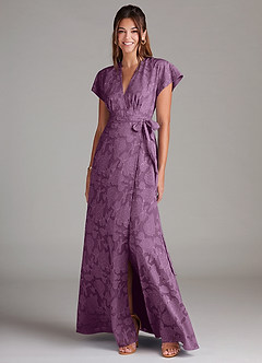 Azazie Ling Bridesmaid Dresses Wisteria A-Line Pleated Floral Burnout Dress image3