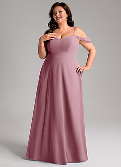 Azazie Marley Bridesmaid Dresses Vintage Mauve A-Line Off the Shoulder Chiffon Convertible Dress image14
