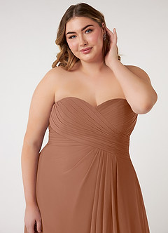 Azazie Arabella Allure Vestidos de damas de honor Vestido de Bronceador de Gasa de Corte en A Convertible con Escote de Corazón image17