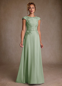 Azazie Christi Mother of the Bride Dresses Dusty Sage A-Line Lace Chiffon Dress image1