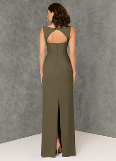 Azazie Flori Bridesmaid Dresses Willow Green Sheath Square Neckline Chiffon Dress image2