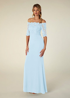 Azazie Jette Mother of the Bride Dresses Sky Blue Mermaid Off the Shoulder Lace Dress image3