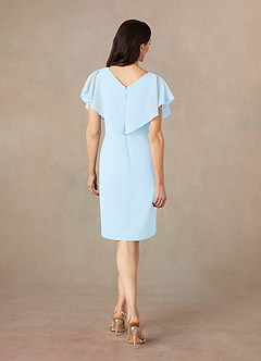 Azazie Julia Mère de la mariée Robes Robe Fourreau en Mousseline de soie Col V plissé Bleu Ciel image4
