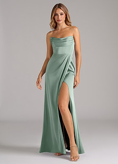 Azazie Johana Bridesmaid Dresses Agave Mermaid Off the Shoulder Stretch Satin Convertible Dress image6