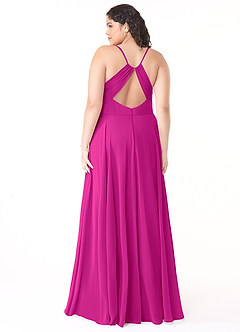 Azazie Avelina Bridesmaid Dresses Fuchsia A-Line V-Neck Pleated Chiffon Dress image7