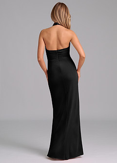 Azazie Jemma Bridesmaid Dresses Black Sheath Pleated Velvet Dress image7