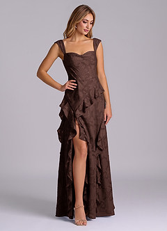 Azazie Sloane Bridesmaid Dresses Ganache A-Line Sweetheart Neckline Floral Burnout Dress image4
