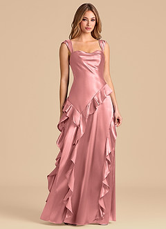 Azazie Sloane Robes de demoiselle d'honneur Robe Trapèze en Satiné métallisé Encolure en Forme de Cœur Rosette image5
