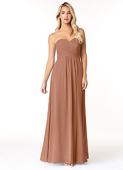 Azazie Yazmin Bridesmaid Dresses Bronzer A-Line Sweetheart Neckline Chiffon Convertible Dress image4