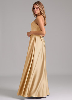Azazie Lucienne Bridesmaid Dresses Gold A-Line Strapless Stretch Satin Convertible Dress image3