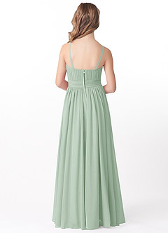 Azazie Astrid Junior Agave A-Line Floral Chiffon Dress image2