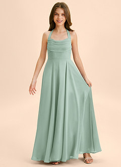 Azazie Kady Junior Agave A-Line Sweetheart Neckline Chiffon Dress image3