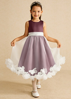 Azazie Stardust Blumenmädchenkleider A-Linie ärmellos Organza Kleid Sangria image1