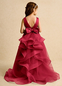 Azazie Lior Flower Girl Dresses Scarlet Ball-Gown Pleated Tulle Dress image8