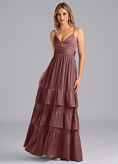 Azazie Nathalia Bridesmaid Dresses Vintage Mauve A-Line Pleated Stretch Satin Dress image5