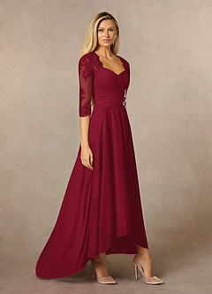 Azazie Anne Mother of the Bride Dresses Burgundy Sheath Sweetheart Sequins Lace Dress image5