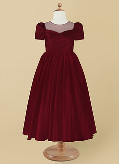 Azazie Anirra Flower Girl Klänningar Klänning Balklänning i Matt satäng Plisserad image8