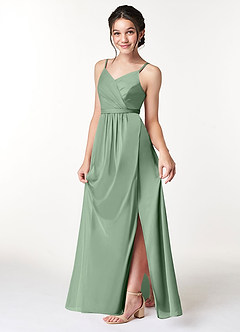 Azazie Luxy Plissee Gittergewebe Kleider Matcha image4