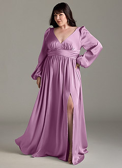 Azazie Norah Robes de demoiselle d'honneur Robe Trapèze en Satin extensible Glycine image7