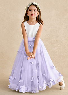 Azazie Vi vestidos de niña de las flores Vestido de Lila de Tul de Corte En A con Sin mangas image6