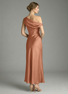 Azazie Emerson Bridesmaid Dresses Bronzer Mermaid Off the Shoulder Stretch Satin Dress image6