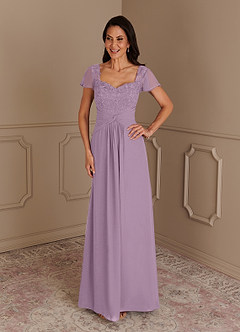 Azazie Gwenyth Mother of the Bride Dresses Wisteria A-Line Lace Chiffon Dress image3
