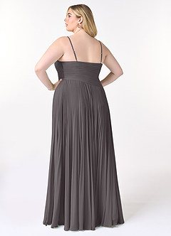 Azazie Vini Bridesmaid Dresses Steel Grey A-Line V-Neck Pleated Chiffon Dress image8