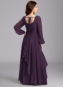 Azazie Clara Junior Abito A-Line in Chiffon Blusa Prugna image8